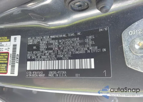 2010 Toyota Tundra Grade 5.7L V8 from USA, damaged, VIN 5TFDY5F18AX143035